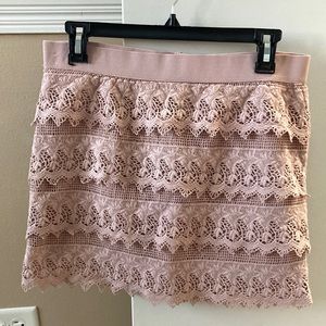 Pink lace mini skirt